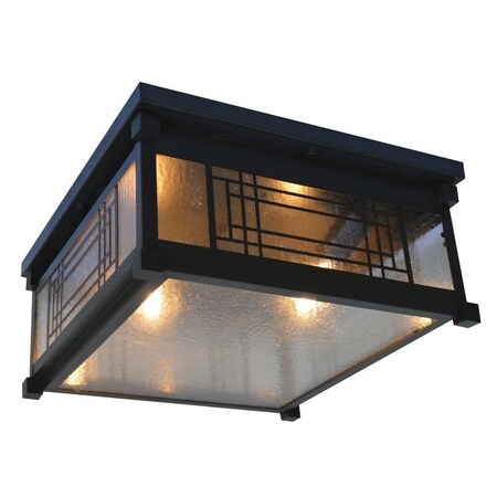 Arroyo Craftsman 13" Scottsdale Ceiling Mount, Mission Brown, Off White Glass SDCM-13OF-MB